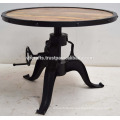 New Black Crank Coffee table With Round Wooden Top with Metal Frame